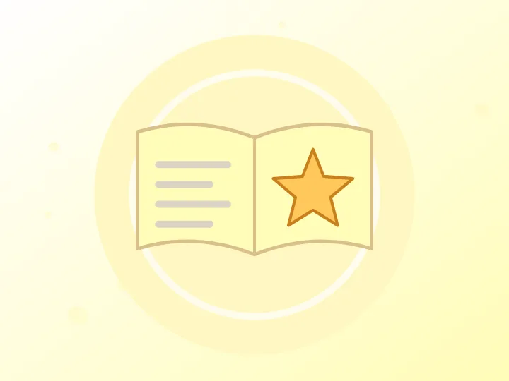 Illustration of an open book with a gold star