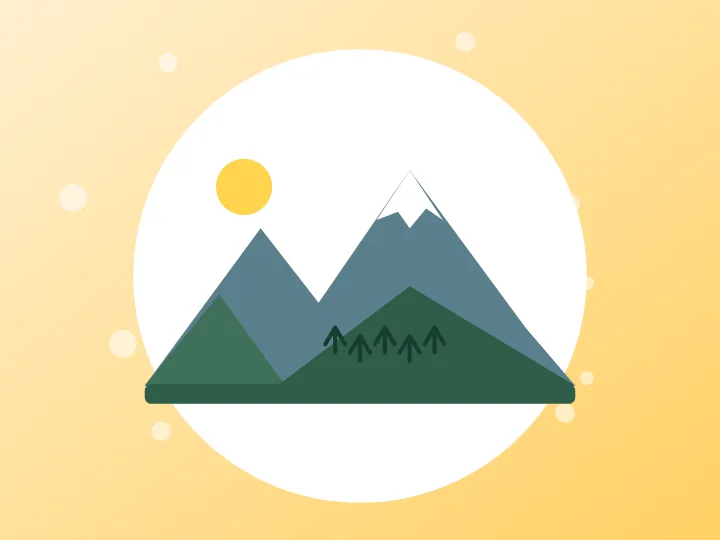 Illustration of snow-capped mountains and pine trees for Colorado Springs
