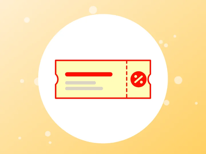 Illustration of a perforated coupon with a percent sign