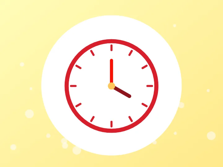 Illustrated wall clock showing opening hours