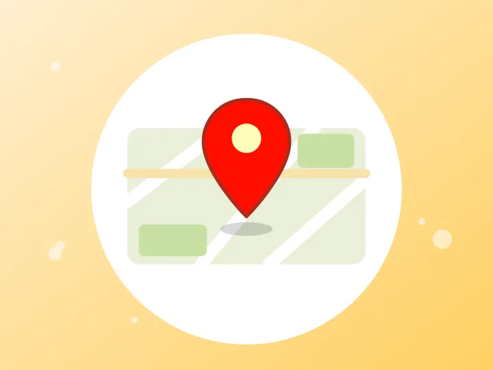 Illustrated map with a red location pin