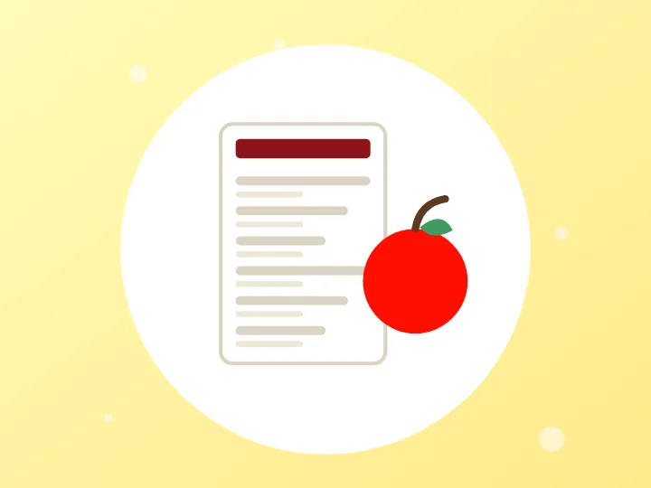 Illustration of a nutrition facts label next to a red apple